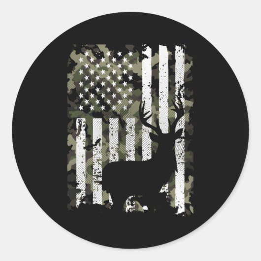 アメリカ国旗狩りディア狩りハンターズ ラウンドシール (正面)