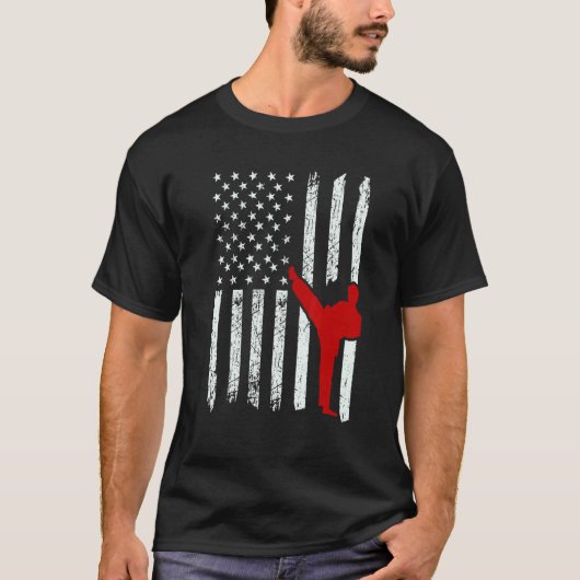 アメリカ国旗空手ファイター Tシャツ (正面)