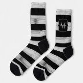 アメリカ国旗素朴ウッド白黒アメリカモノグラム ソックス (左)