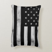 アメリカ国旗素朴ウッド白黒愛国的アメリカ アクセントクッション (裏面(縦))