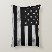 アメリカ国旗素朴ウッド白黒愛国的アメリカ アクセントクッション (正面(垂直))