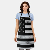 アメリカ国旗素朴ウッド白黒愛国的アメリカ エプロン (着用した状態)