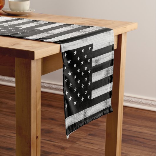 アメリカ国旗素朴ウッド白黒愛国的アメリカ ショートテーブルランナー (インサイチュ)