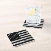 アメリカ国旗素朴ウッド白黒愛国的アメリカ スクエアペーパーコースター (インサイチュ)