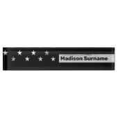 アメリカ国旗素朴ウッド白黒愛国的アメリカ デスクネームプレート (正面)