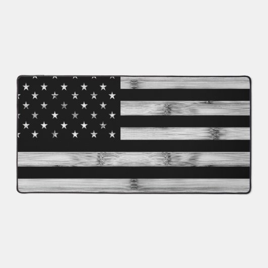 アメリカ国旗素朴ウッド白黒愛国的アメリカ デスクマット (正面)