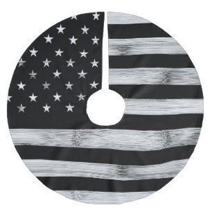 アメリカ国旗素朴ウッド白黒愛国的アメリカ ブラッシュドポリエステルツリースカート