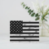 アメリカ国旗素朴ウッド白黒愛国的アメリカ ポストカード (スタンド正面)