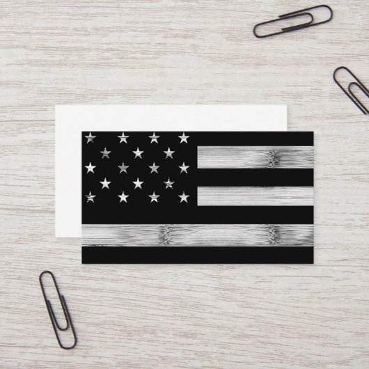 アメリカ国旗素朴ウッド白黒愛国的アメリカ 名刺 (正面/裏面インサイチュ)