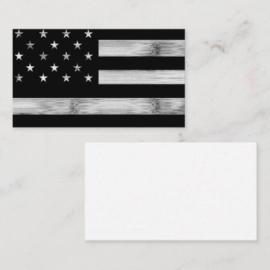 アメリカ国旗素朴ウッド白黒愛国的アメリカ 名刺 (正面/裏面)