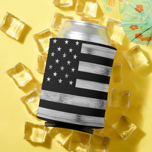 アメリカ国旗素朴ウッド白黒愛国的アメリカ 缶クーラー (インサイチュ 夏)