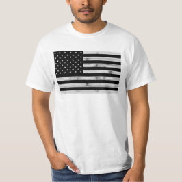 アメリカ国旗素朴ウッド白黒愛国的アメリカ Tシャツ