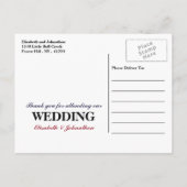 アメリカ国旗結婚の感謝 案内ポストカード (裏面)