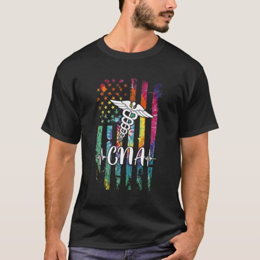 アメリカ国旗絞り染めCna衣装ナースデイヌルシン Tシャツ (正面)