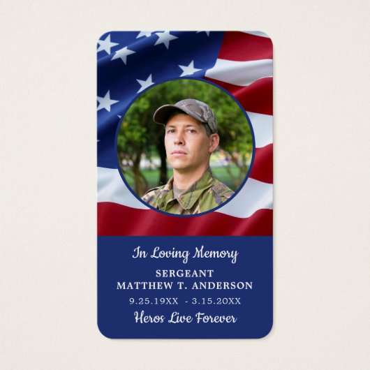 アメリカ国旗落ちたメモリアル兵祈りの言葉カード (正面)