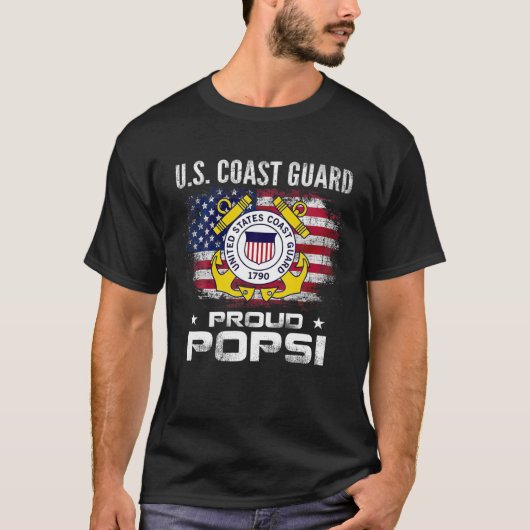 アメリカ国旗誇りを持ったの獣医を持つアメリカ沿岸警備隊ポプシ Tシャツ (正面)
