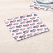 アメリカ国旗赤白青愛国心 スクエアペーパーコースター (アングル)