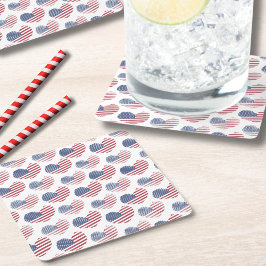 アメリカ国旗赤白青愛国心 スクエアペーパーコースター