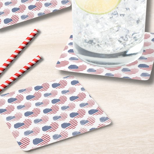 アメリカ国旗赤白青愛国心 スクエアペーパーコースター
