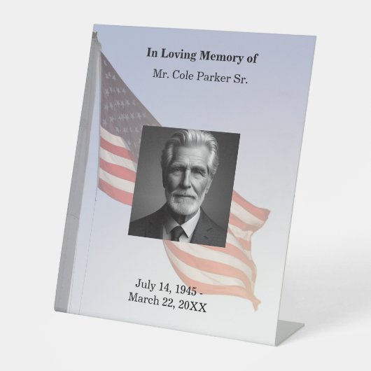 アメリカ国旗軍隊エレガント葬儀記念 台座サイン (正面)
