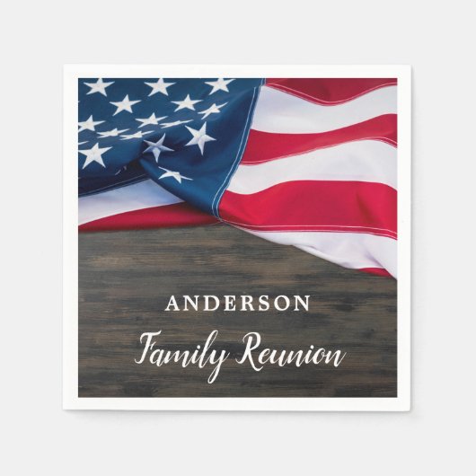 アメリカ国旗軍隊ファミリー懇親会愛国心 スタンダードカクテルナプキン (正面)