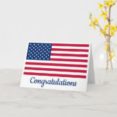 アメリカ国旗軍隊愛国的おめでとう カード (黄色い花)
