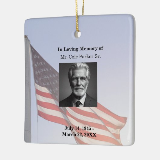 アメリカ国旗軍隊葬儀記念 セラミックオーナメント (左)