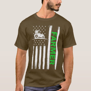 アメリカ国旗農家ライフ農業カントリーランチ Tシャツ