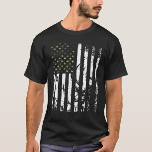 アメリカ国旗迷彩柄ディアエルクバックカモフラージュ狩り狩り Tシャツ