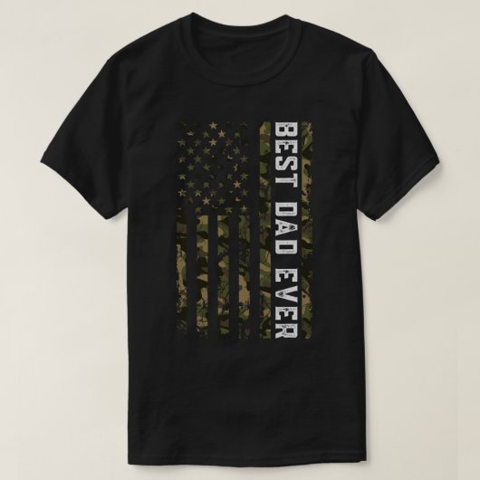 アメリカ国旗迷彩柄ファーザーズ最高のデーパパ愛国心 Tシャツ (デザイン正面)