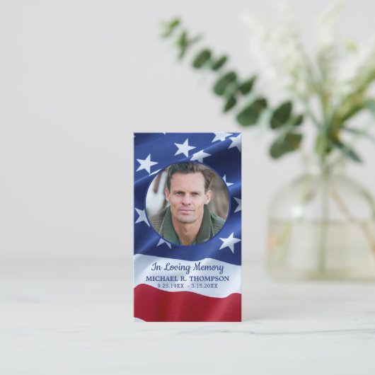 アメリカ国旗退役軍人葬儀記念祈りの言葉カード コーリングカード (スタンド正面)