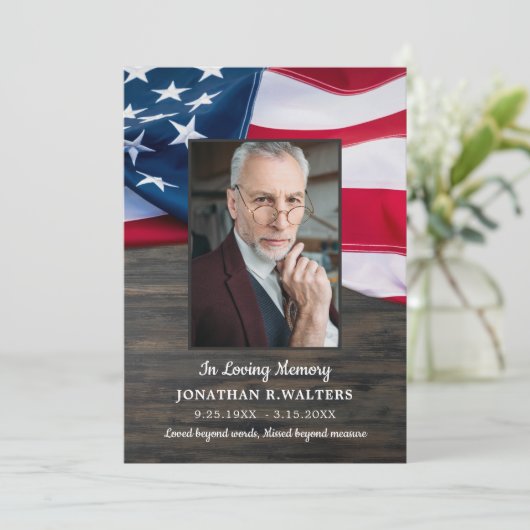 アメリカ国旗退役軍人軍隊お祝い・オブ・ライフ 招待状 (スタンド正面)