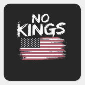 アメリカ国旗逆さ distress No Kings 長い政治用 スクエアシール (正面)