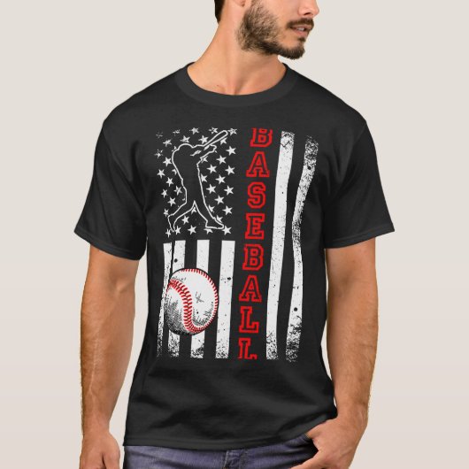 アメリカ国旗野球チームヴィンテージ野球Tシャツ Tシャツ (正面)