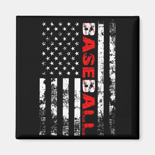 アメリカ国旗野球チームTシャツ_3 マグネット (正面)