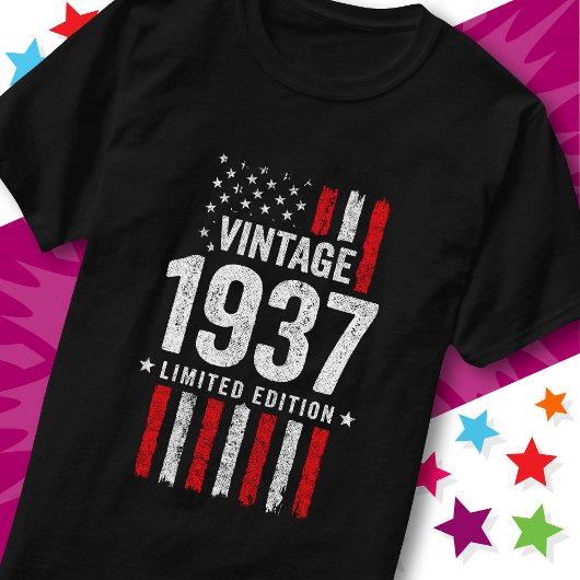アメリカ国旗限定版スターヴィンテージ1937 Tシャツ
