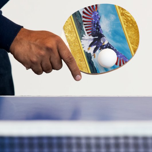 アメリカ国旗飛んでいるのイーグルが空の金ゴールド箔 卓球ラケット (インサイチュ)