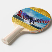 アメリカ国旗飛んでいるのイーグルが空の金ゴールド箔 卓球ラケット (正面アングル)