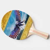 アメリカ国旗飛んでいるのイーグルが空の金ゴールド箔 卓球ラケット (横)