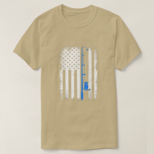 アメリカ国旗魚釣りロッド魚釣り恋人メンズ Tシャツ (デザイン正面)