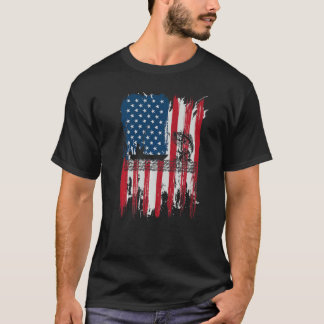 アメリカ国旗魚釣りヴィンテージ魚釣りアメリカ兵 Tシャツ