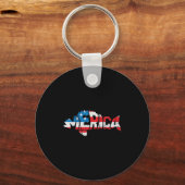 アメリカ国旗魚釣り愛好家漁師おもしろい釣り キーホルダー (正面)