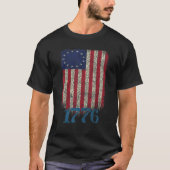アメリカ国旗1776ベッツィロス動揺して Tシャツ (正面)