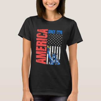 アメリカ国旗1776像の自由4th 7月Independ Tシャツ
