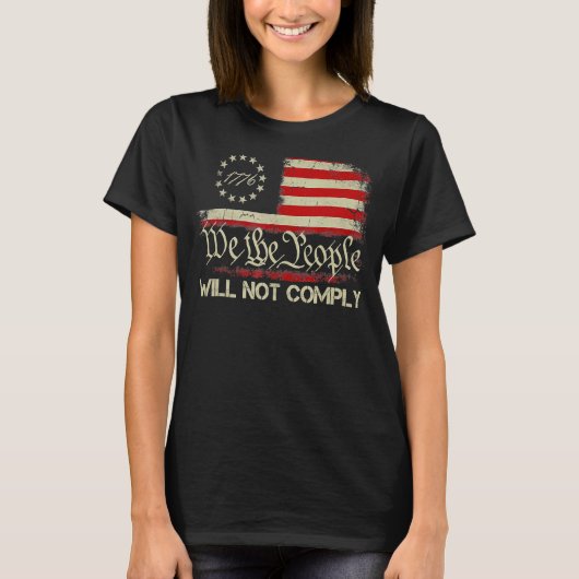 アメリカ国旗1776私はCしない人々 Tシャツ (正面)