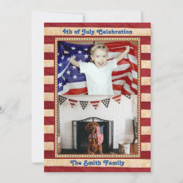 アメリカ国旗2家族の写真7月4日祝 招待状