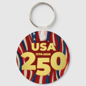 アメリカ国旗250周年記念ゴールドフラグ キーホルダー (正面)
