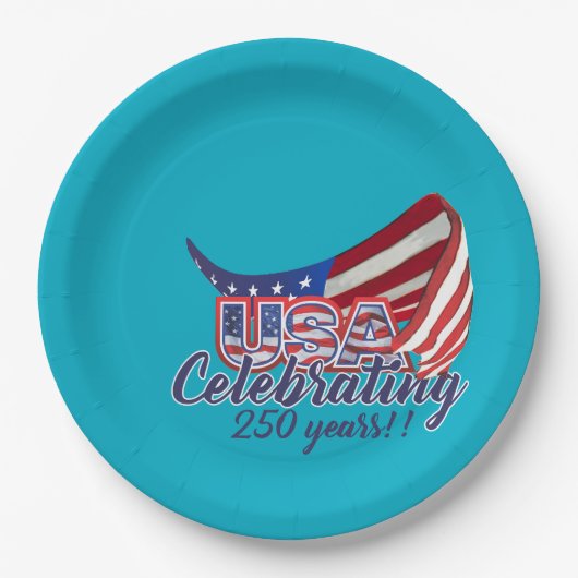 アメリカ国旗250周年記念パーティー用の紙皿 ペーパープレート (正面)