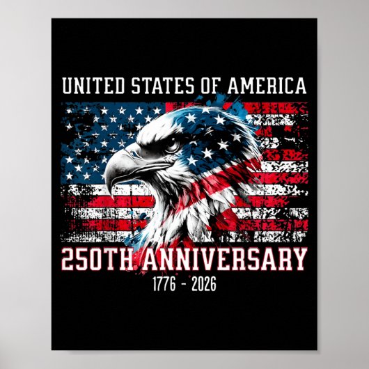 アメリカ国旗250周年記念愛国ワシ ポスター (正面)