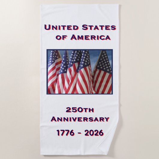 アメリカ国旗250周年記念 ビーチタオル (正面)